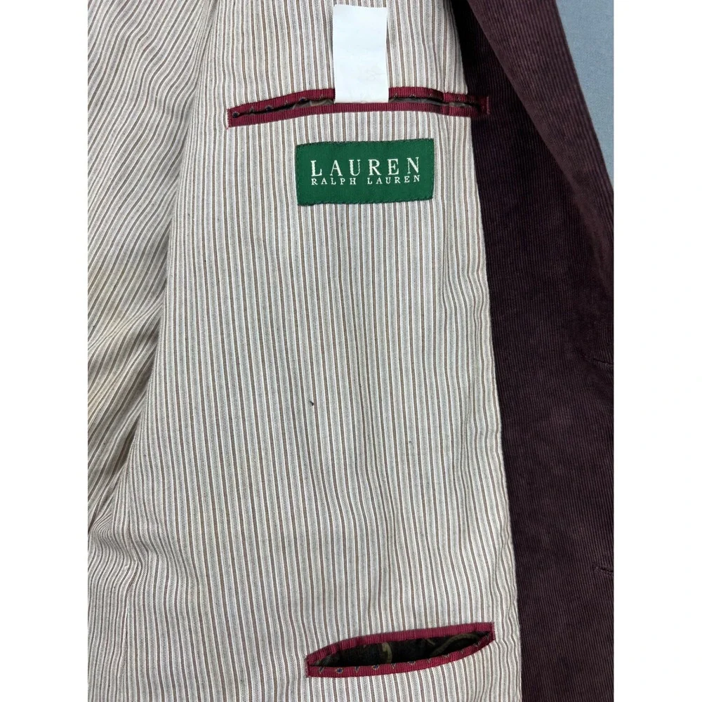 Lauren Ralph Lauren Corduroy Blazer Mens 48R Burgundy Maroon Sport Coat Good